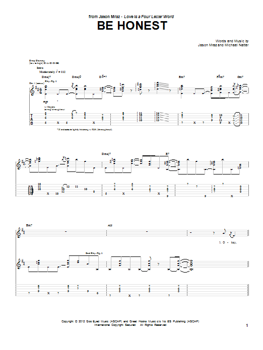 Be Honest (Guitar Tab) von Jason Mraz