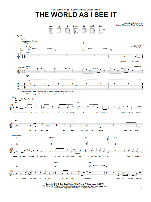 The World As I See It (Guitar Tab) von Jason Mraz