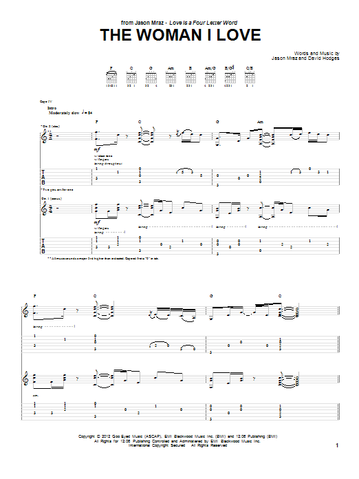 The Woman I Love (Guitar Tab) von Jason Mraz