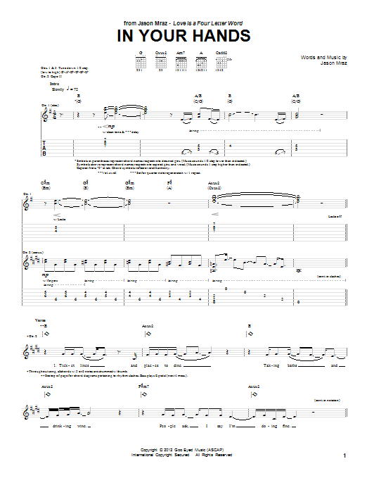 In Your Hands (Guitar Tab) von Jason Mraz