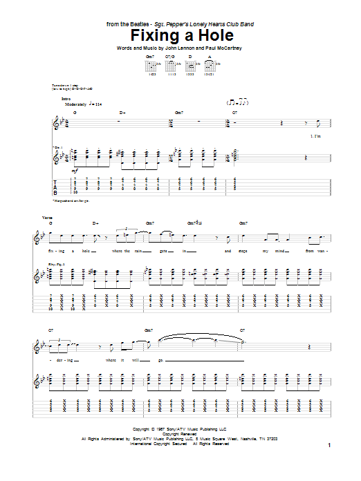 Fixing A Hole (Guitar Tab) von The Beatles