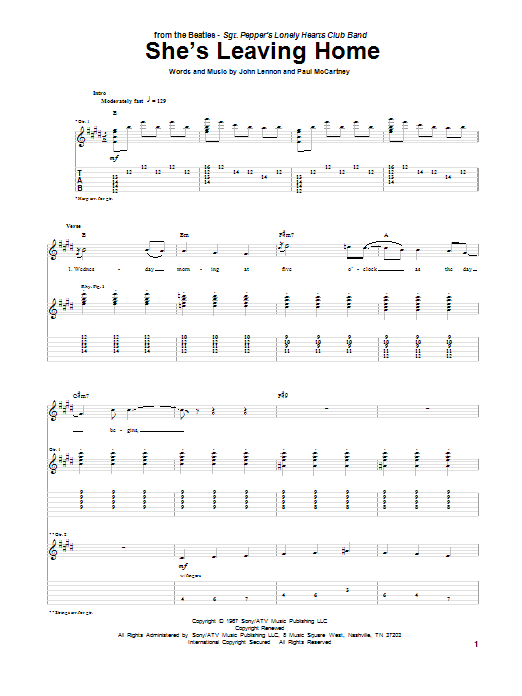 She's Leaving Home (Guitar Tab) von The Beatles