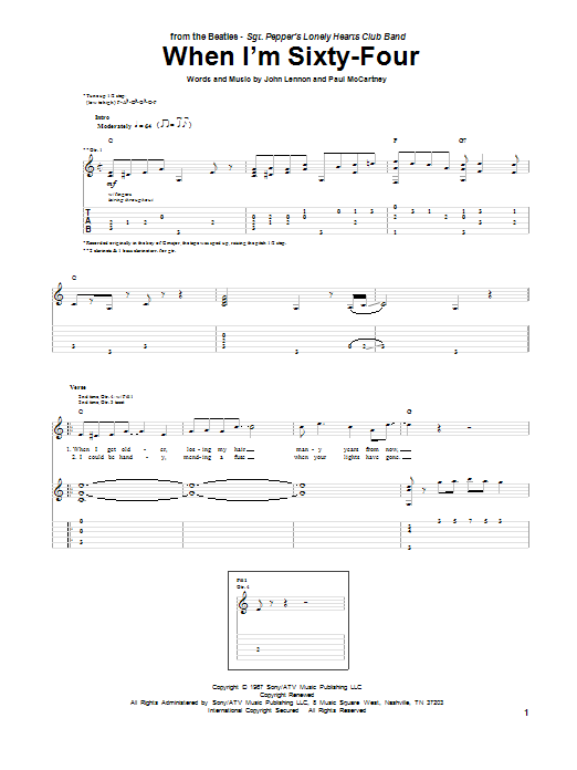 When I'm Sixty-Four (Guitar Tab) von The Beatles