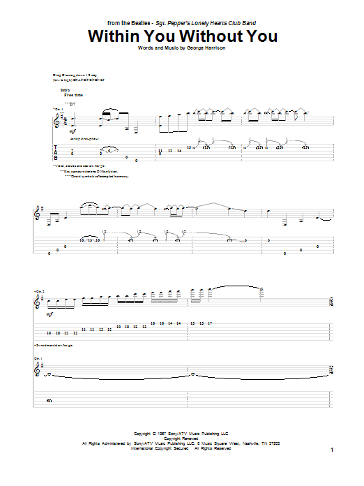 Within You Without You (Guitar Tab) von The Beatles