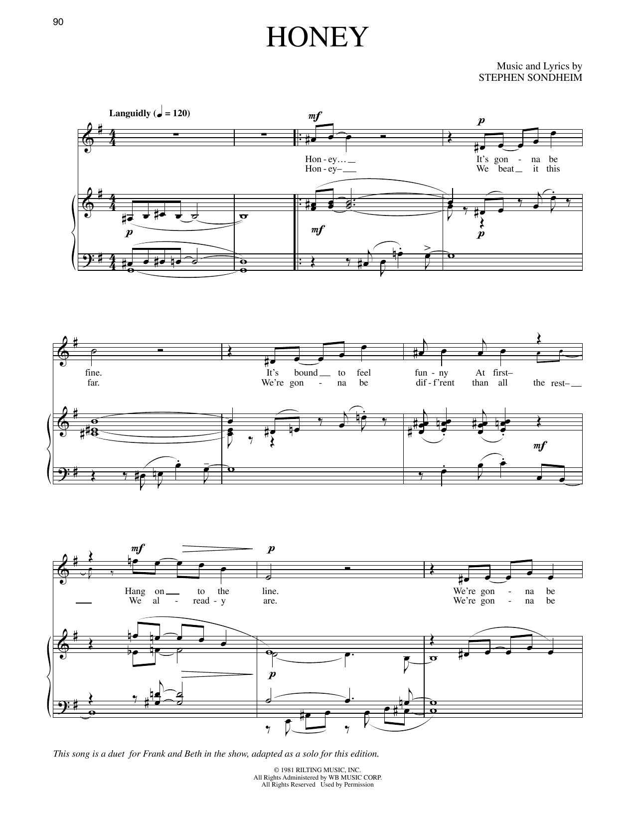 Honey (from Merrily We Roll Along) (Piano & Vocal) von Stephen Sondheim