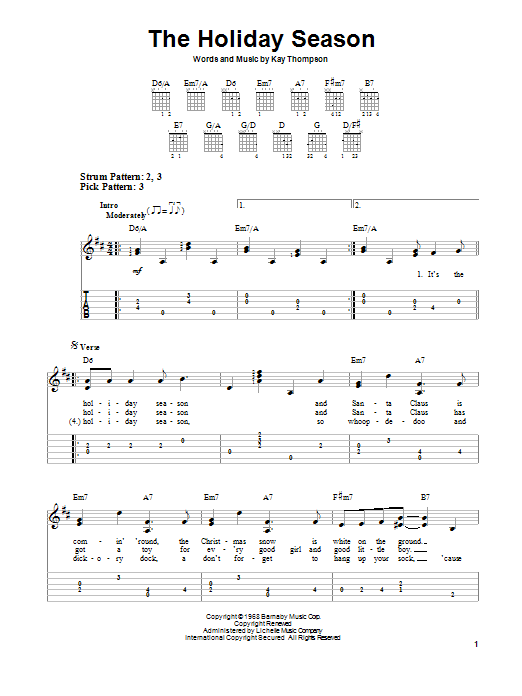 The Holiday Season (Easy Guitar Tab) von Kay Thompson