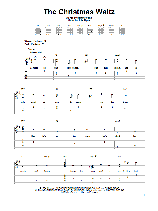 The Christmas Waltz (Easy Guitar Tab) von Sammy Cahn
