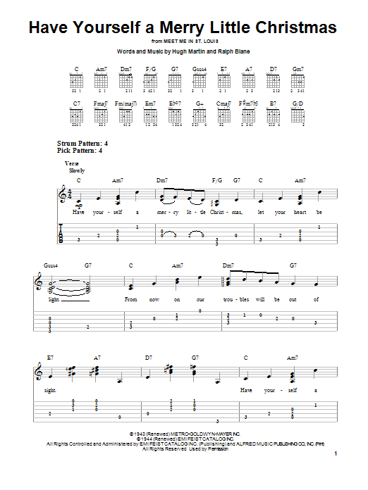 Have Yourself A Merry Little Christmas (Easy Guitar Tab) von Hugh Martin