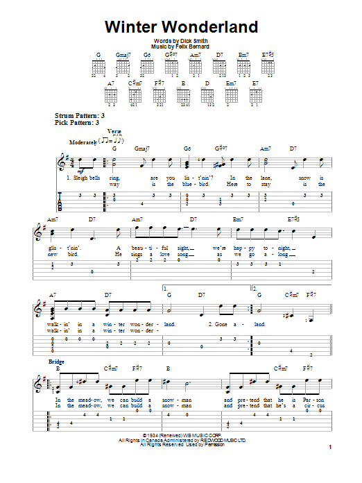 Winter Wonderland (Easy Guitar Tab) von Felix Bernard