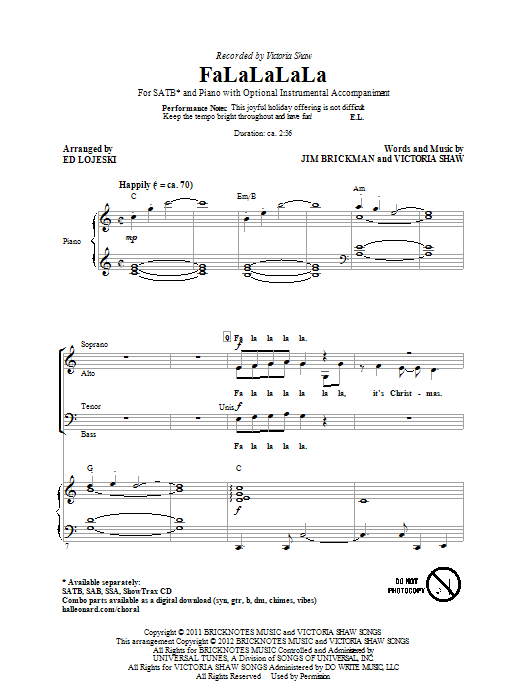 FaLaLaLaLa (SATB Choir) von Ed Lojeski