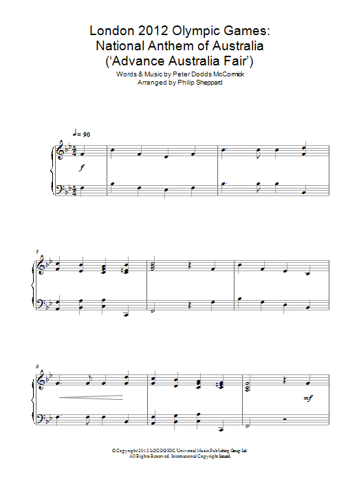 London 2012 Olympic Games: National Anthem Of Australia ('Advance Australia Fair') (Piano Solo) von Philip Sheppard