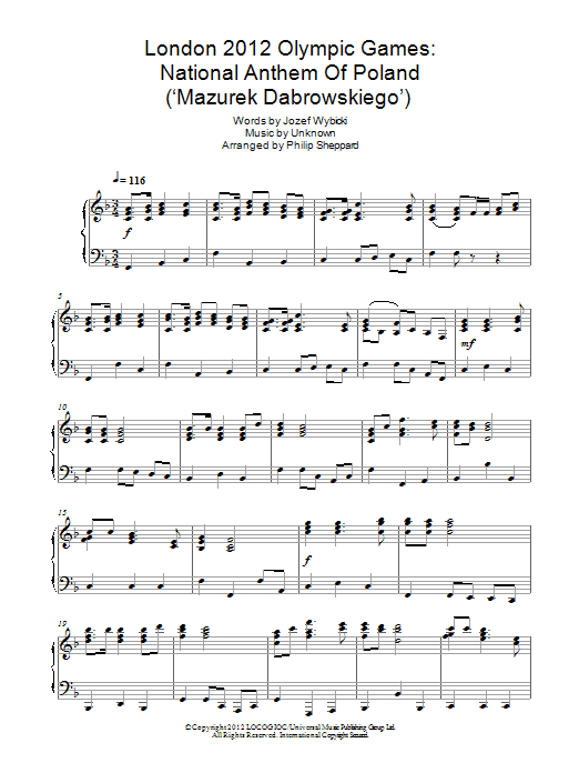 London 2012 Olympic Games: National Anthem Of Poland ('Mazurek Dabrowskiego') (Piano Solo) von Philip Sheppard