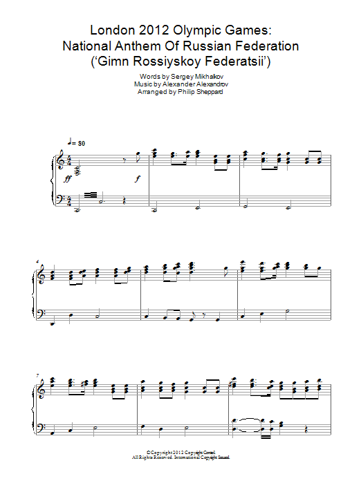London 2012 Olympic Games: National Anthem Of Russian Federation ('Gimn Rossiyskoy Federatsii') (Piano Solo) von Philip Sheppard