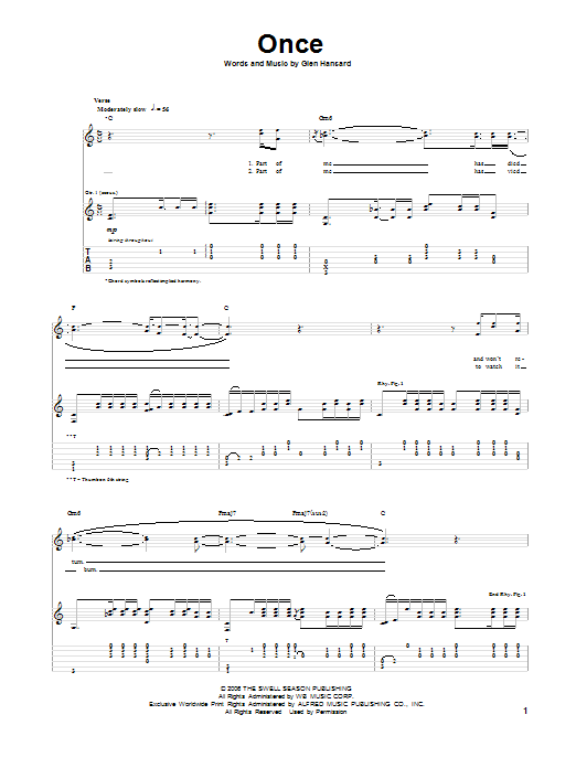Once (Guitar Tab) von The Swell Season