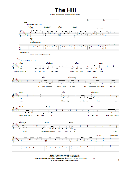 The Hill (Guitar Tab) von The Swell Season