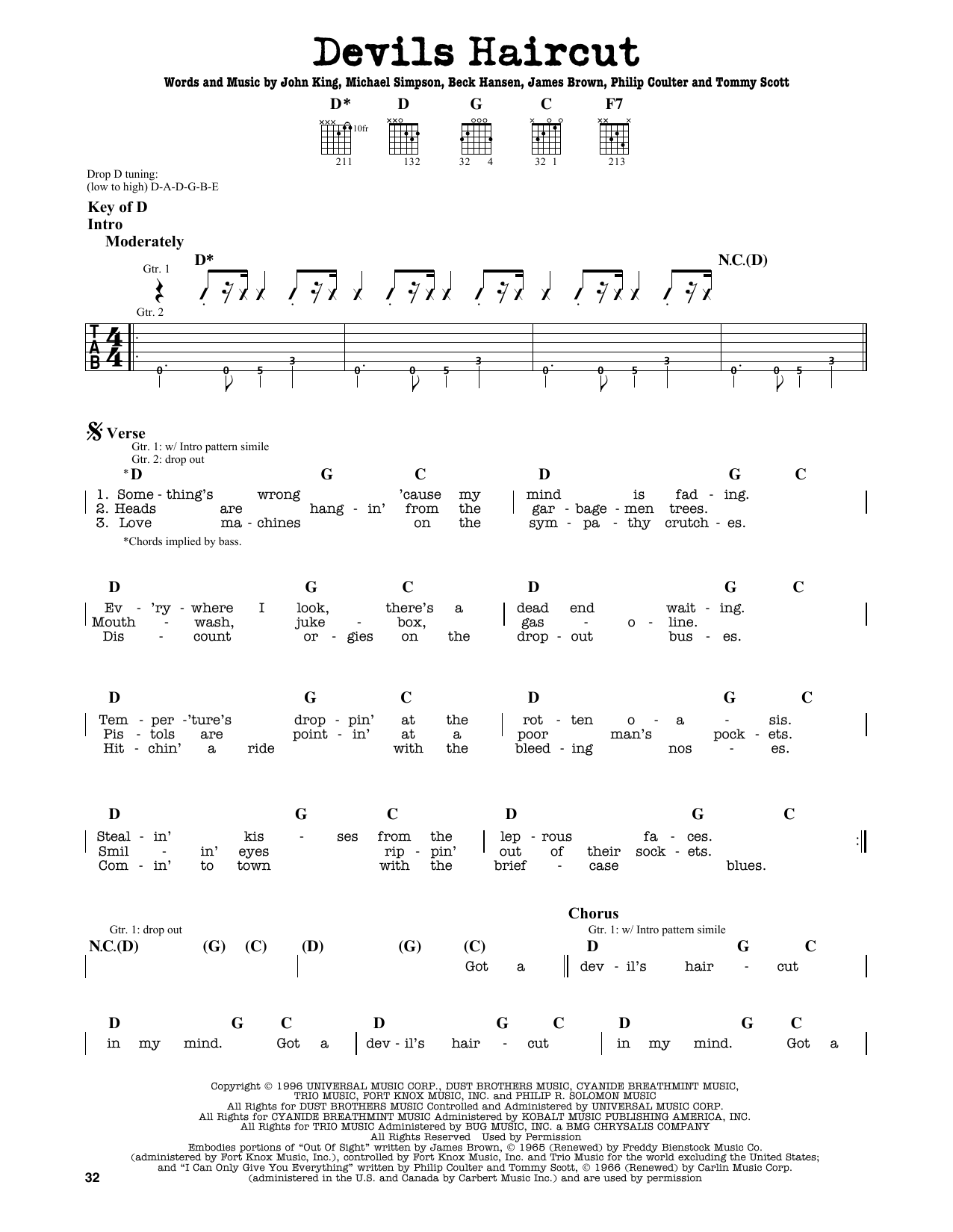 Devils Haircut (Guitar Lead Sheet) von Beck