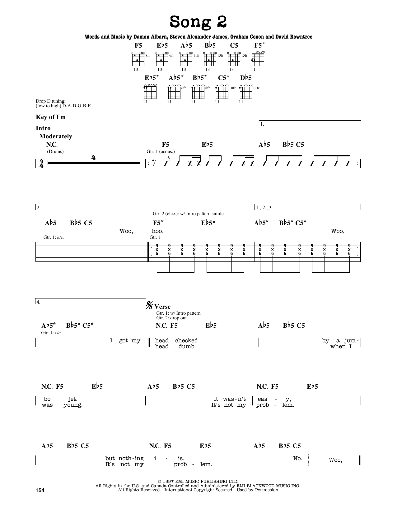 Song 2 (Guitar Lead Sheet) von Blur