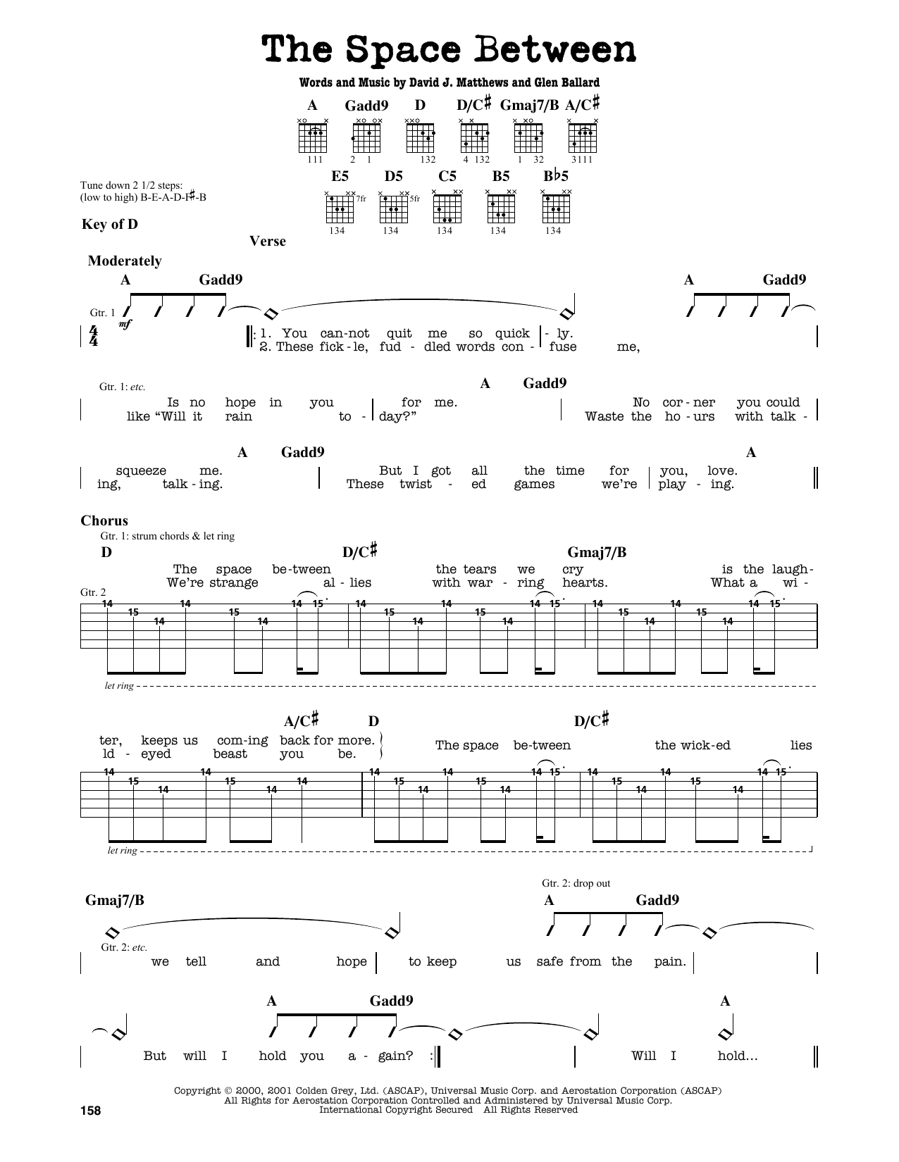 The Space Between (Guitar Lead Sheet) von Dave Matthews Band