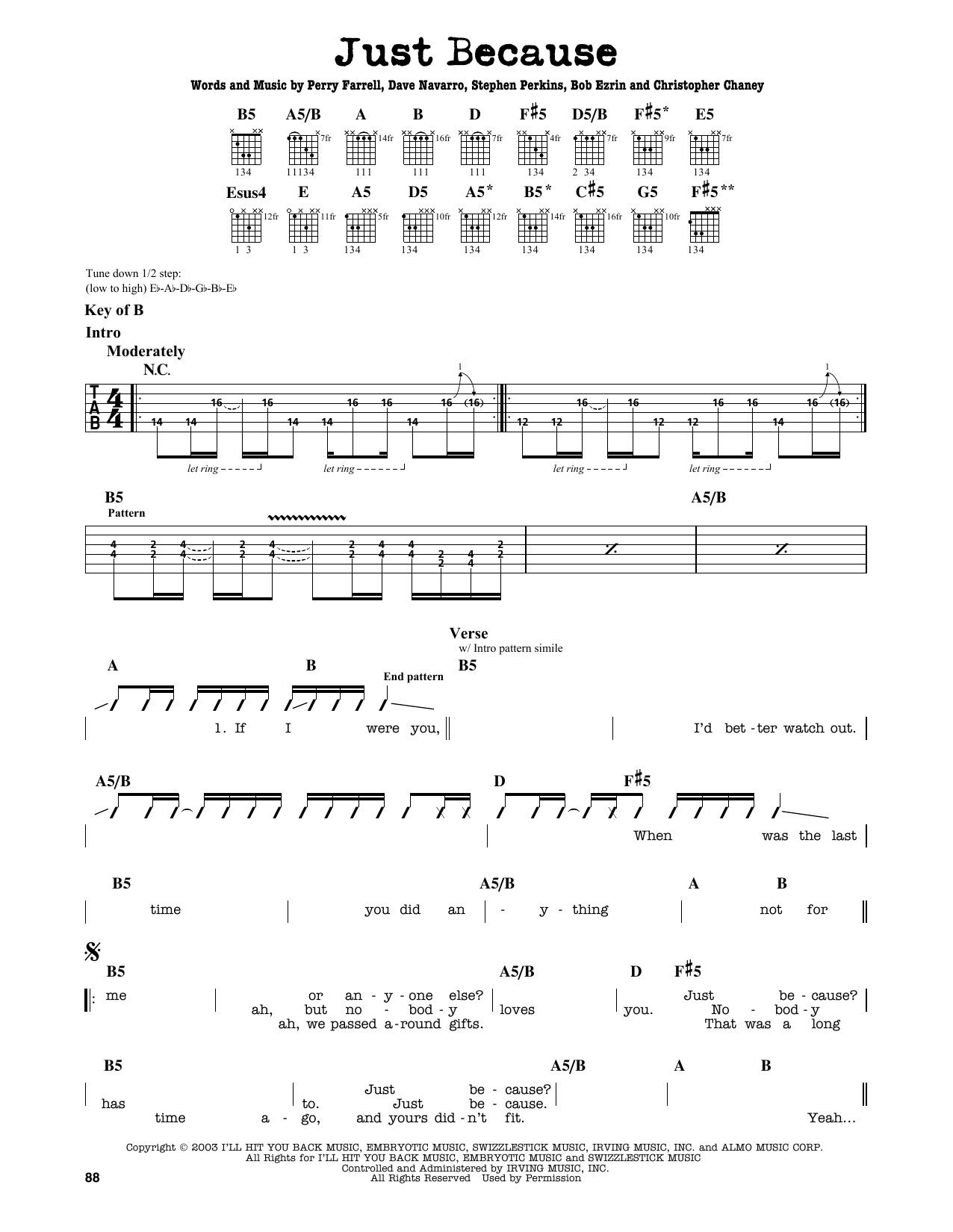 Just Because (Guitar Lead Sheet) von Jane's Addiction