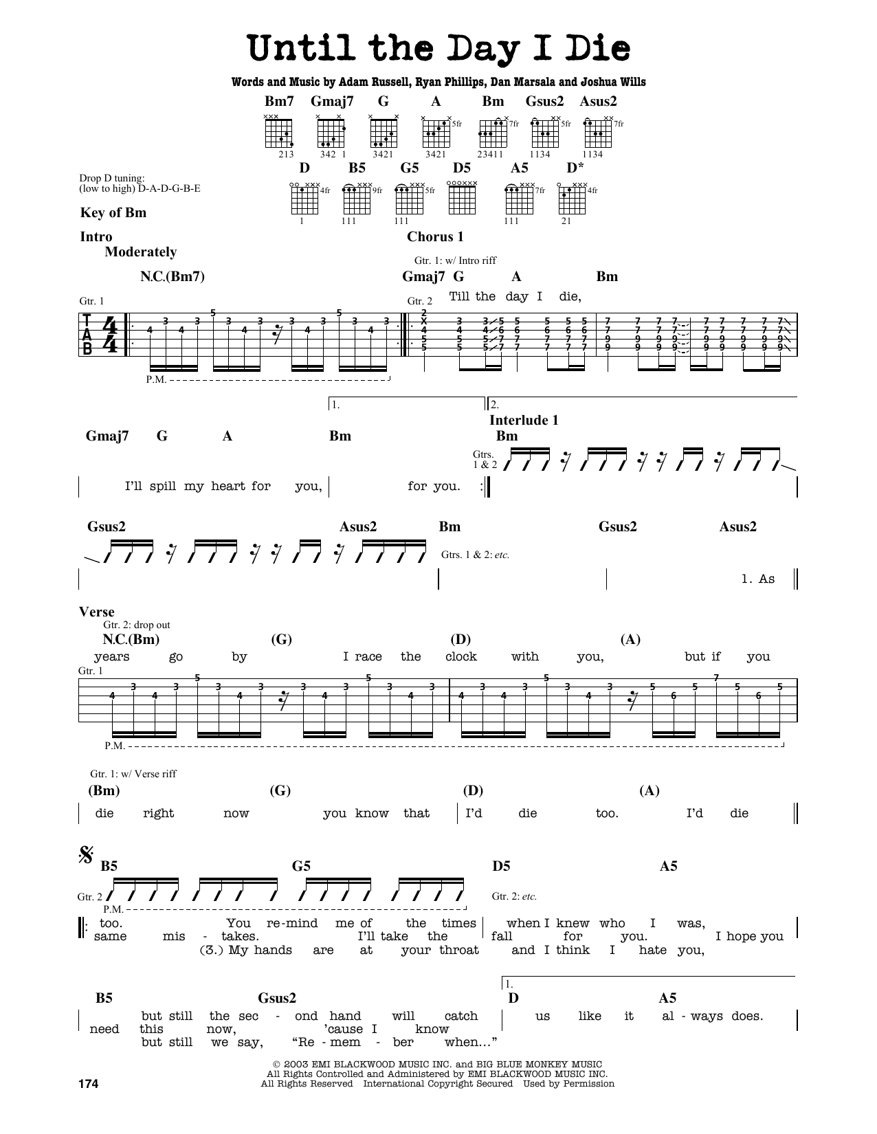 Until The Day I Die (Guitar Lead Sheet) von Story Of The Year
