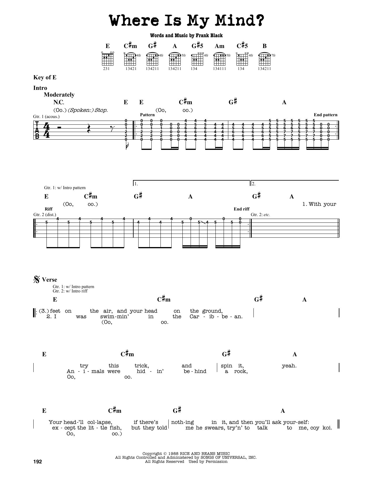 Where Is My Mind? (Guitar Lead Sheet) von Pixies