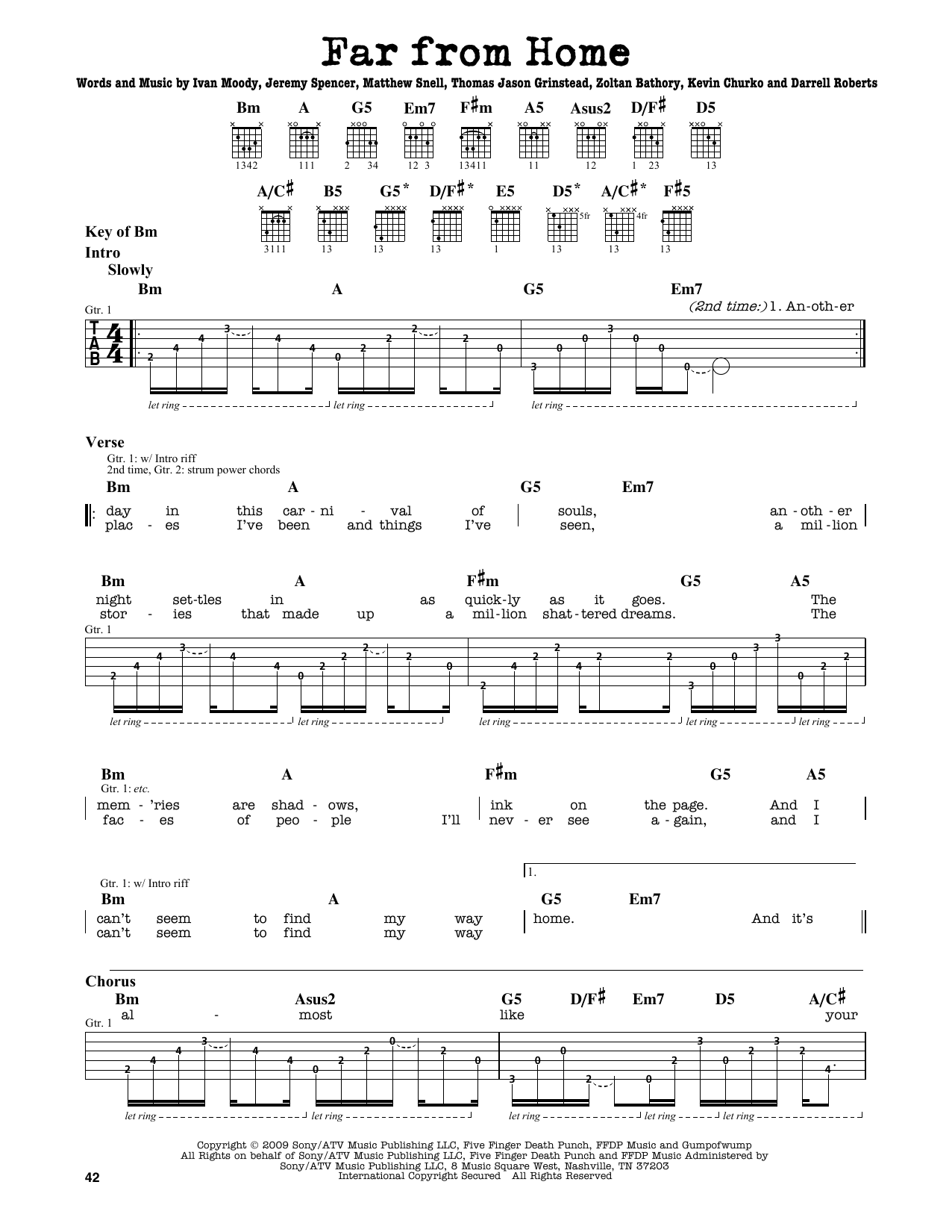 Far From Home (Guitar Lead Sheet) von Five Finger Death Punch