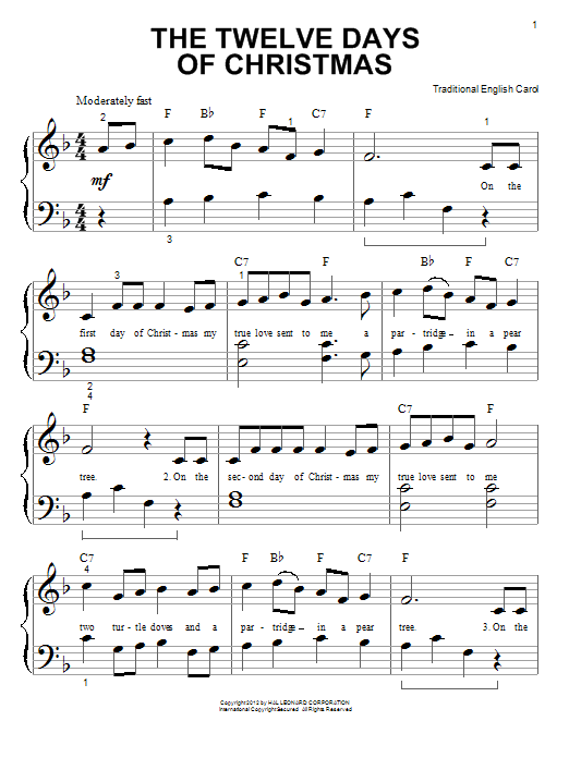 The Twelve Days Of Christmas (Big Note Piano) von Traditional Carol