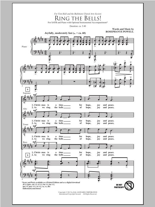 Ring The Bells! (SATB Choir) von Rosephanye Powell