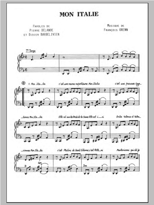Mon Italie (Piano & Vocal) von Dalida