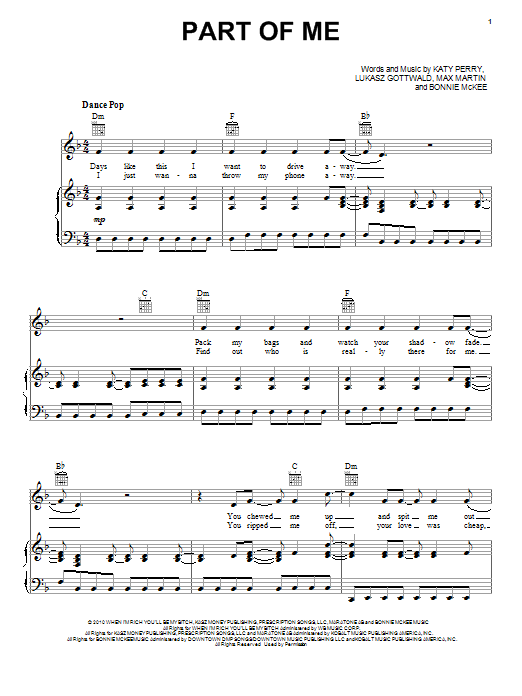 Part Of Me (Piano, Vocal & Guitar Chords (Right-Hand Melody)) von Katy Perry