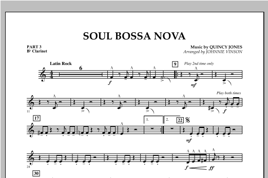 Soul Bossa Nova (arr. Johnnie Vinson) - Pt.3 - Bb Clarinet (Concert Band: Flex-Band) von Quincy Jones