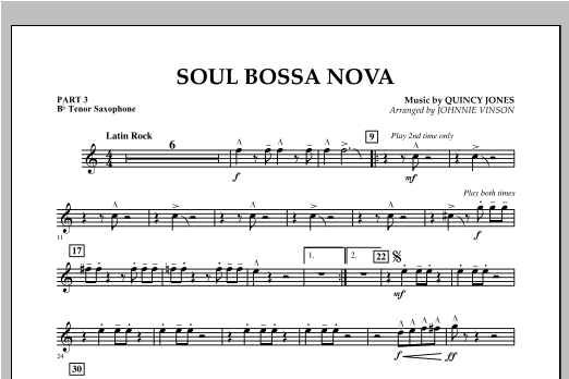 Soul Bossa Nova (arr. Johnnie Vinson) - Pt.3 - Bb Tenor Saxophone (Concert Band: Flex-Band) von Quincy Jones