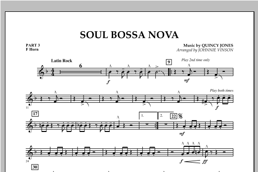 Soul Bossa Nova (arr. Johnnie Vinson) - Pt.3 - F Horn (Concert Band: Flex-Band) von Quincy Jones