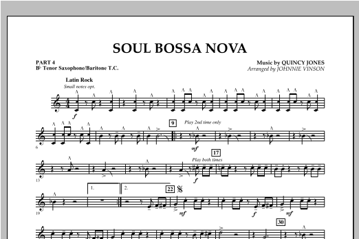 Soul Bossa Nova (arr. Johnnie Vinson) - Pt.4 - Bb Tenor Sax/Bar. T.C. (Concert Band: Flex-Band) von Quincy Jones