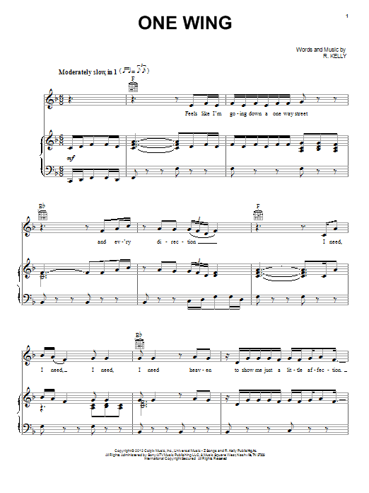 One Wing (Piano, Vocal & Guitar Chords (Right-Hand Melody)) von R. Kelly