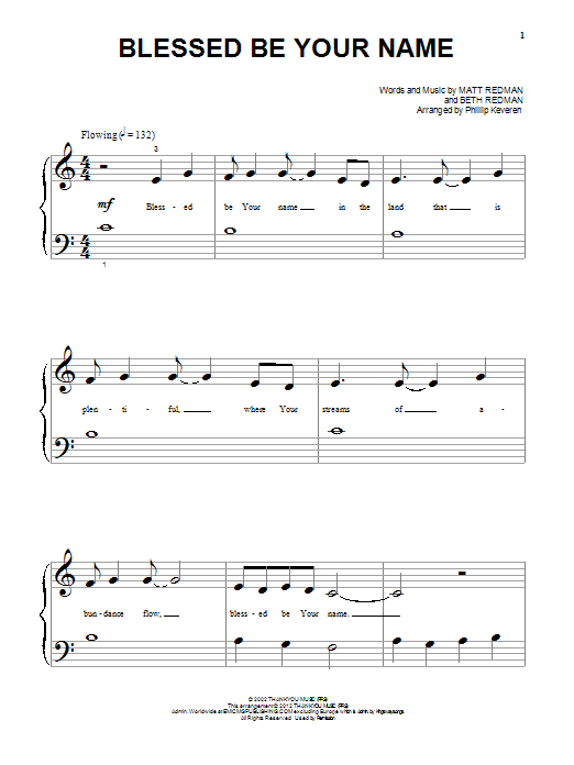 Blessed Be Your Name (Big Note Piano) von Matt Redman