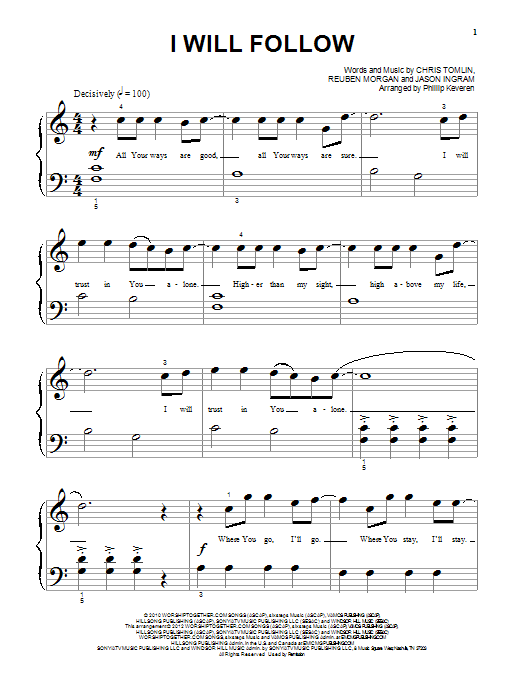 I Will Follow (Big Note Piano) von Chris Tomlin