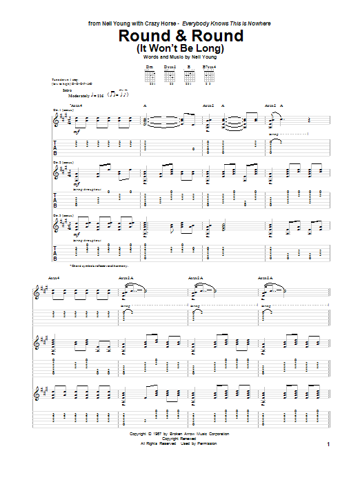 Round & Round (It Won't Be Long) (Guitar Tab) von Neil Young