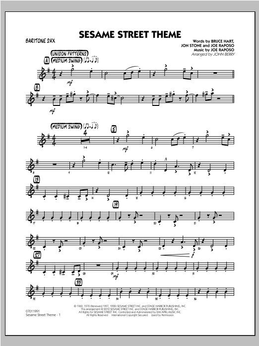 Sesame Street Theme - Baritone Sax (Jazz Ensemble) von John Berry