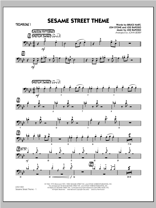 Sesame Street Theme - Trombone 1 (Jazz Ensemble) von John Berry