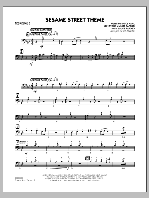 Sesame Street Theme - Trombone 2 (Jazz Ensemble) von John Berry
