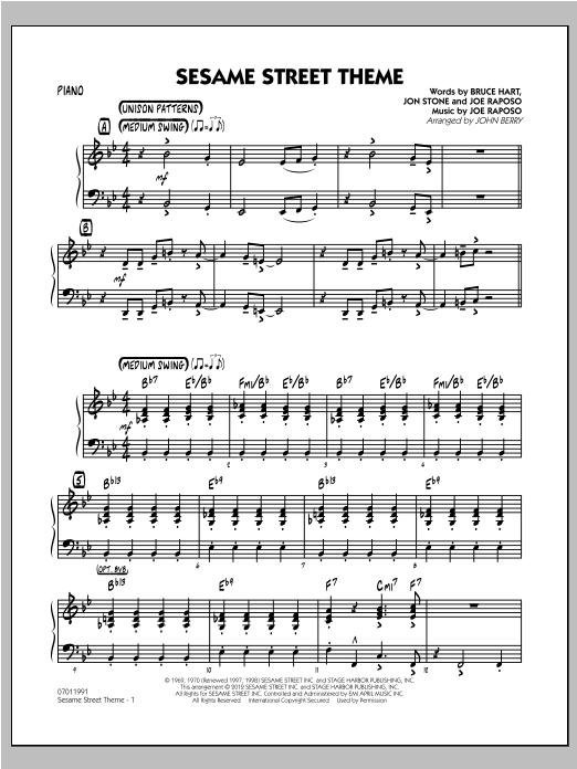 Sesame Street Theme - Piano (Jazz Ensemble) von John Berry