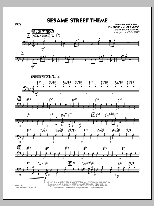Sesame Street Theme - Bass (Jazz Ensemble) von John Berry