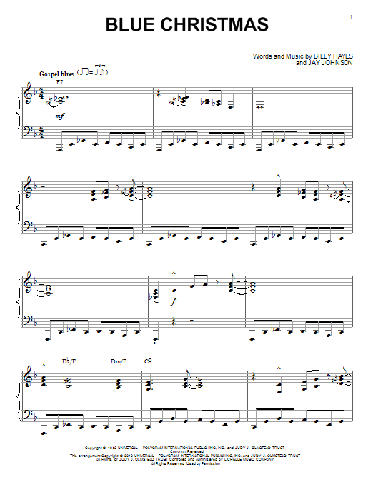 Blue Christmas [Jazz version] (arr. Brent Edstrom) (Piano Solo) von Elvis Presley