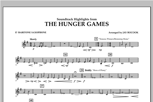 The Hunger Games (Soundtrack Highlights) - Eb Baritone Saxophone (Concert Band) von Jay Bocook
