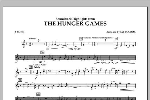 The Hunger Games (Soundtrack Highlights) - F Horn 1 (Concert Band) von Jay Bocook