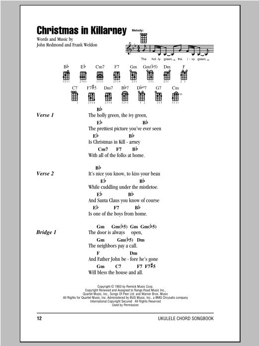 Christmas In Killarney (Ukulele Chords/Lyrics) von Frank Weldon