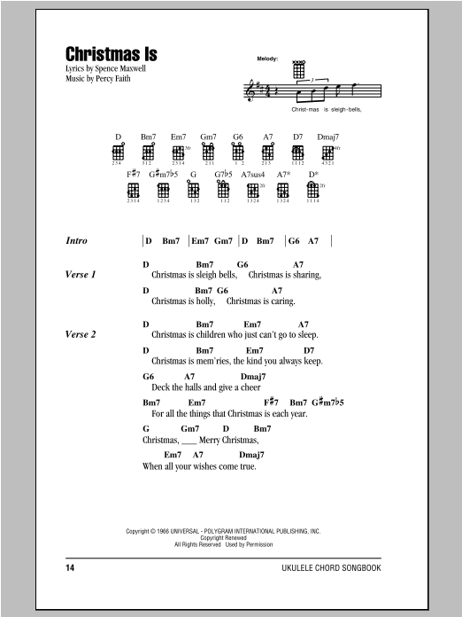 Christmas Is (Ukulele Chords/Lyrics) von Percy Faith