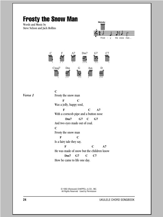 Frosty The Snow Man (Ukulele Chords/Lyrics) von Steve Nelson