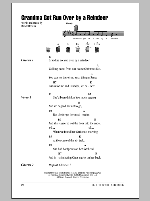 Grandma Got Run Over By A Reindeer (Ukulele Chords/Lyrics) von Randy Brooks